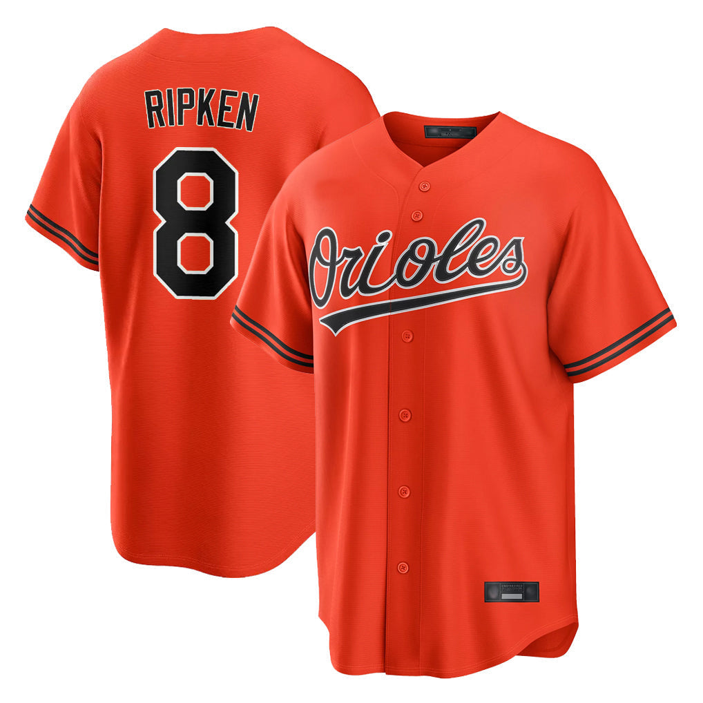 Leonaf B.Orioles #8 Cal Ripken Player Orange Home Game Stitched Jerseys