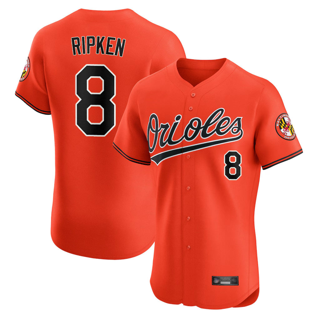 Leonaf B.Orioles #8 Cal Ripken Player Orange Limited Elite Home Game Stitched Jerseys