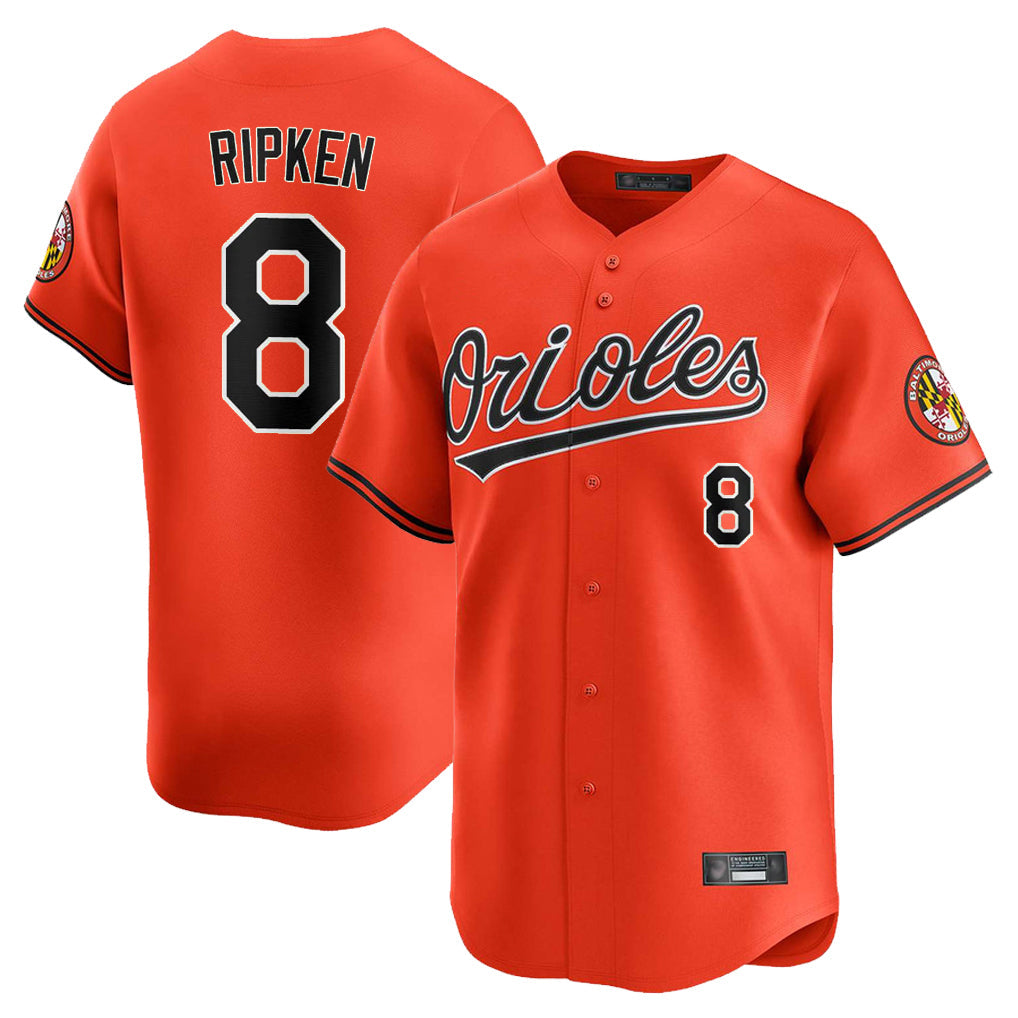 Leonaf B.Orioles #8 Cal Ripken Player Orange Limited Home Game Stitched Jerseys