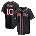 Leonaf B.Red Sox #10 Trevor Story Player Black Out Home Game Stitched Jerseys
