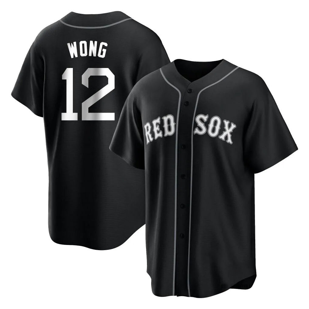 Leonaf B.Red Sox #12 Connor Wong Player Black Home Game Stitched Jerseys
