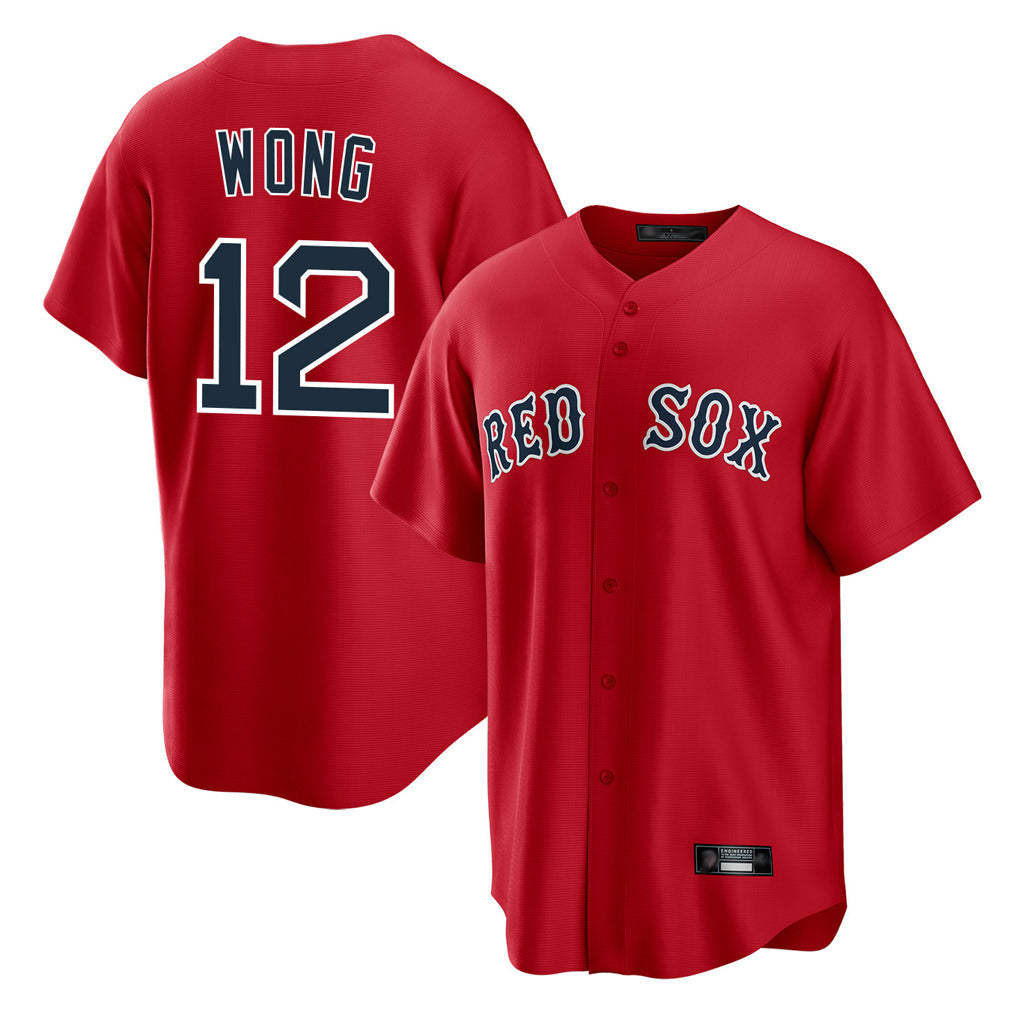 Leonaf B.Red Sox #12 Connor Wong Player Red Home Game Stitched Jerseys