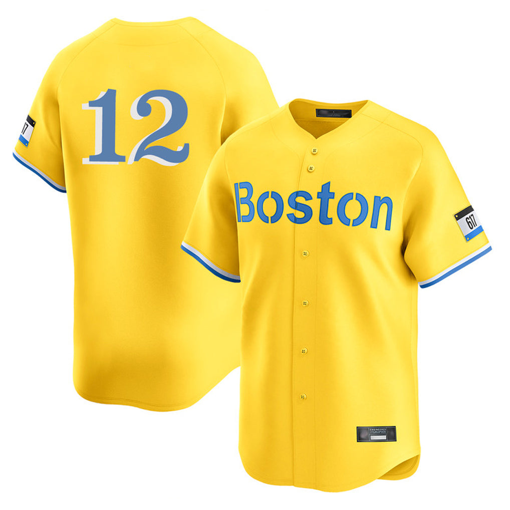 Leonaf B.Red Sox #12 Connor Wong Player Yellow Limited Home Game Stitched Jerseys