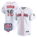 Leonaf B.Red Sox #16 Jarren Duran Player White USA 250 Fourth of July Limited Home Game Stitched Jerseys