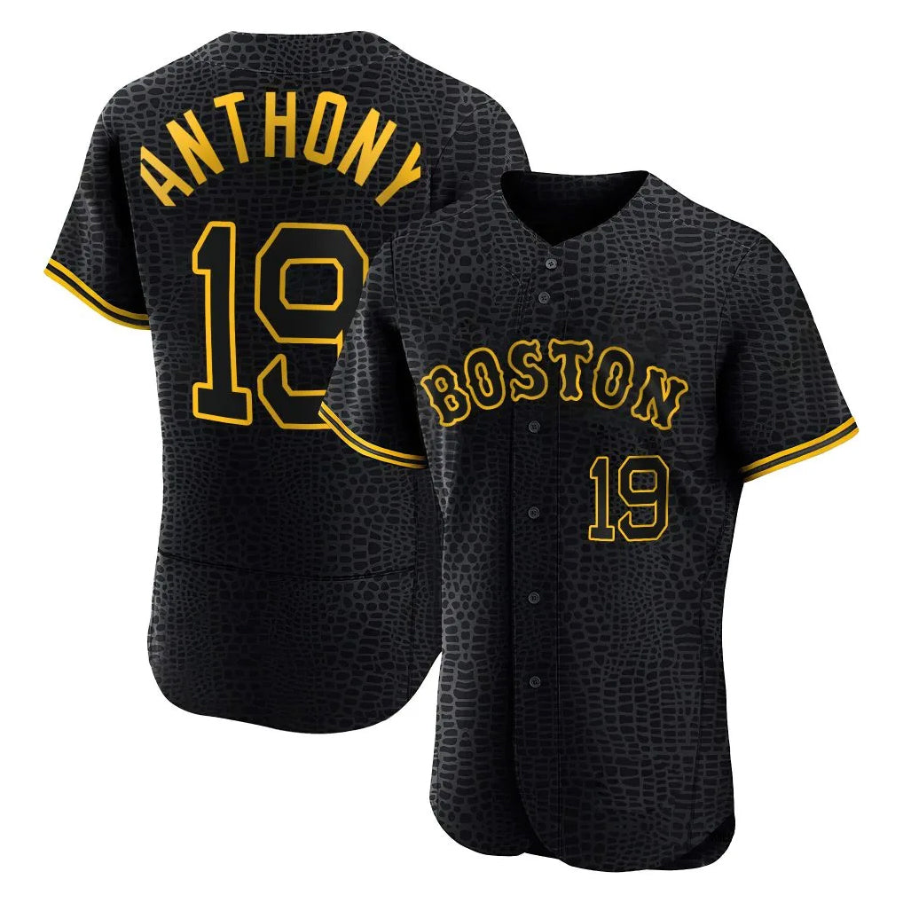 Leonaf B.Red Sox #19 Roman Anthony Player Black Snake Skin City Limited Elite Home Stitched Jerseys