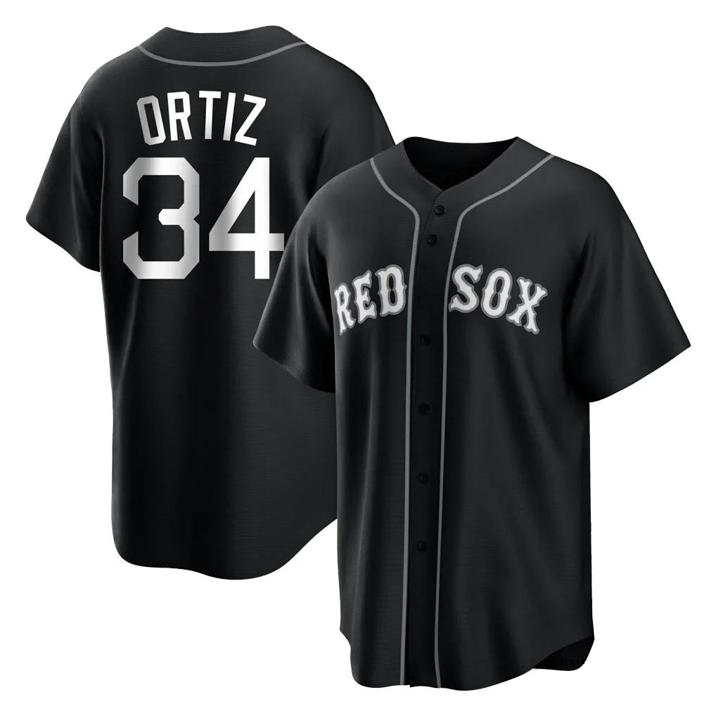 Leonaf B.Red Sox #34 David Ortiz Player Black Home Game Stitched Jerseys