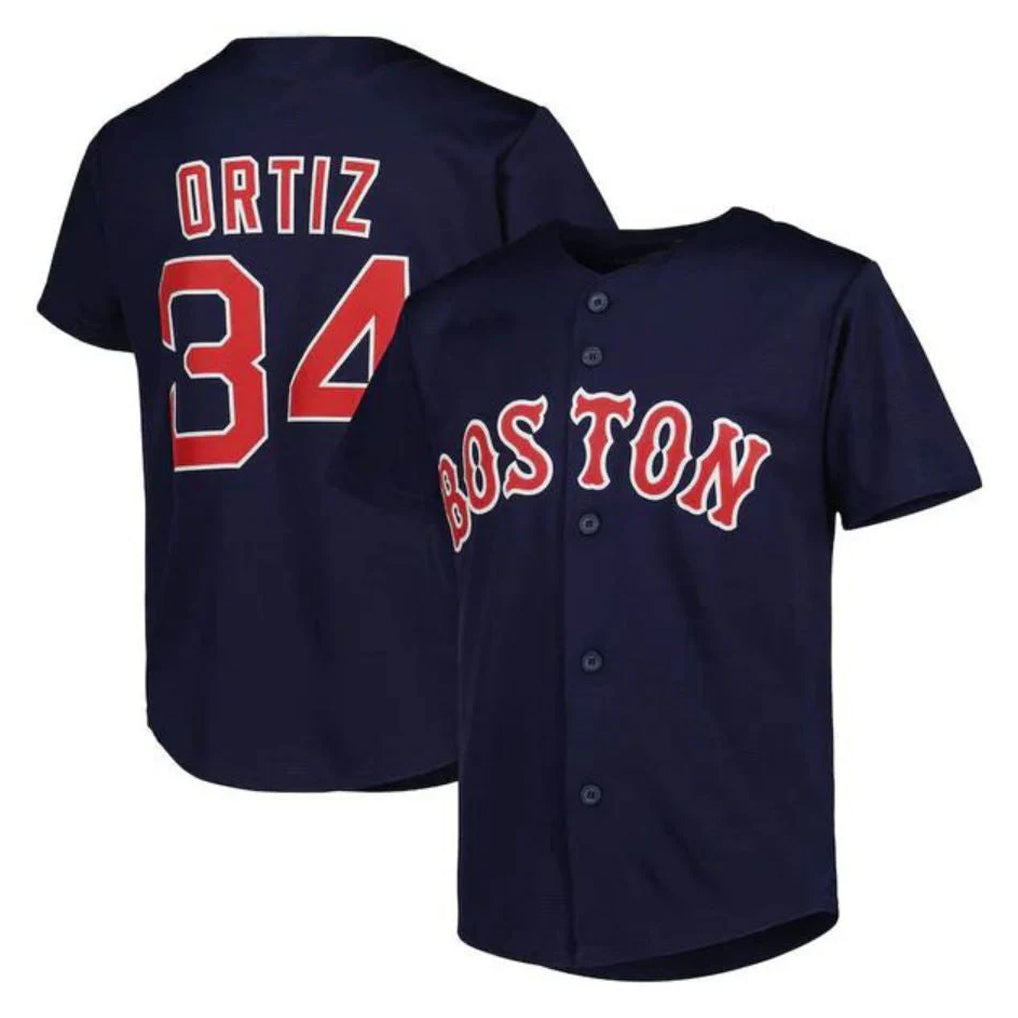 Leonaf B.Red Sox #34 David Ortiz Player Navy Mitchell & Ness Cooperstown Collection Mesh Home Stitched Jerseys