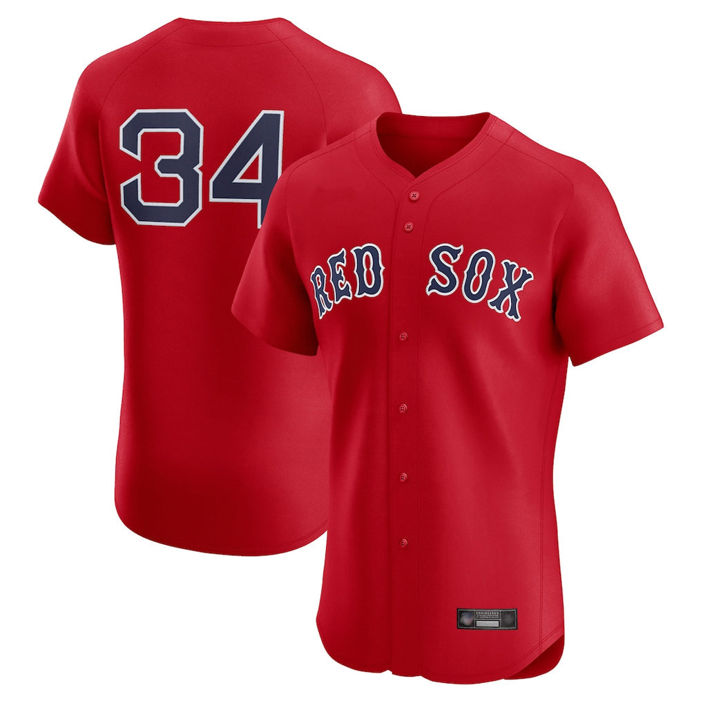 Leonaf B.Red Sox #34 David Ortiz Player Red Limited Elite Home Game Stitched Jerseys
