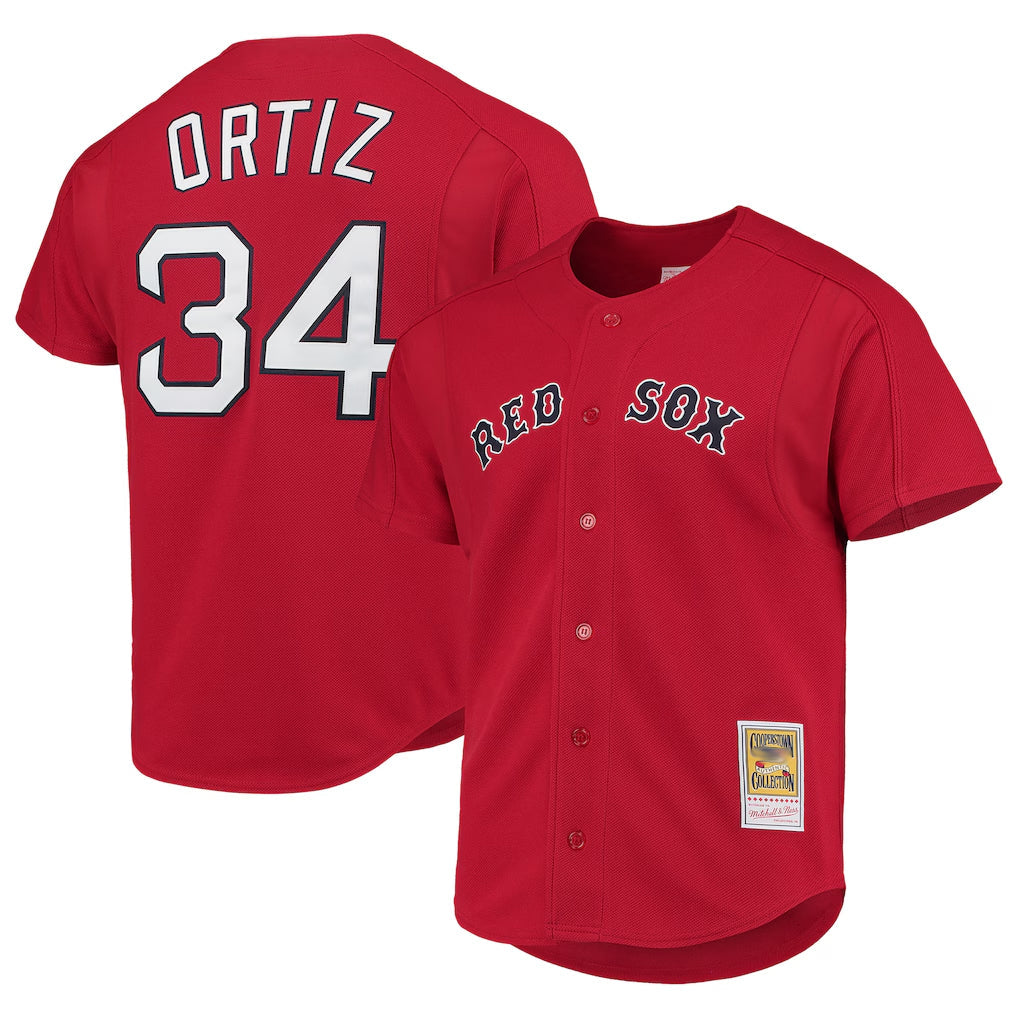 Leonaf B.Red Sox #34 David Ortiz Player Red Mitchell & Ness Cooperstown Collection Home Stitched Jerseys