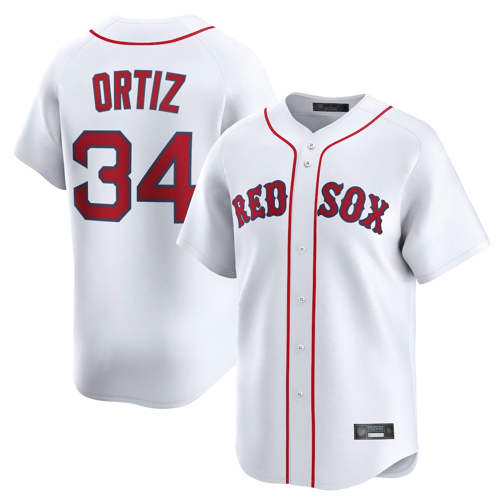 Leonaf B.Red Sox #34 David Ortiz Player White Limited Home Game Stitched Jerseys