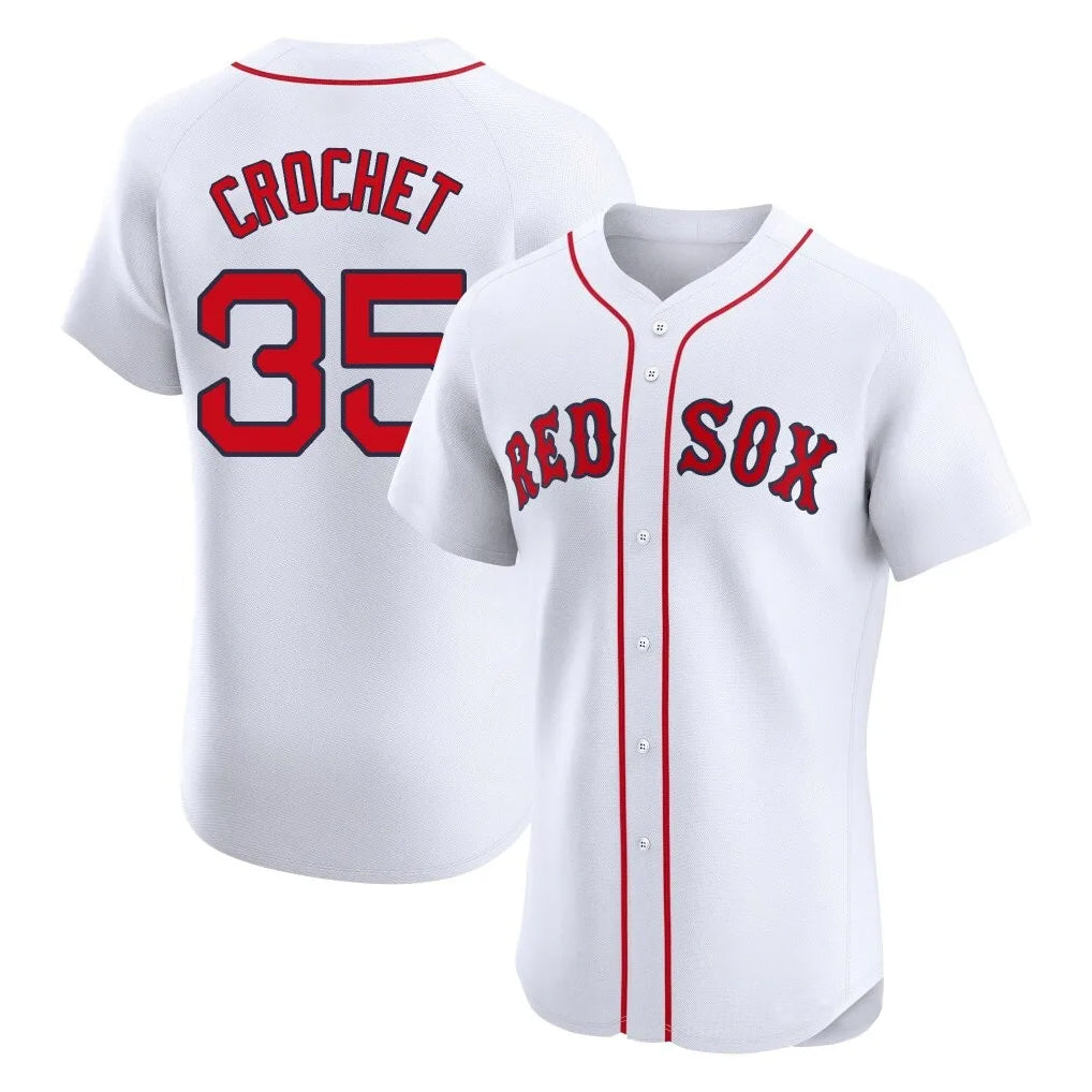 Leonaf B.Red Sox #35 Garrett Crochet Player White Limited Elite Home Game Stitched Jerseys