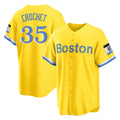 Leonaf B.Red Sox #35 Garrett Crochet Player Yellow Home Game Stitched Jerseys
