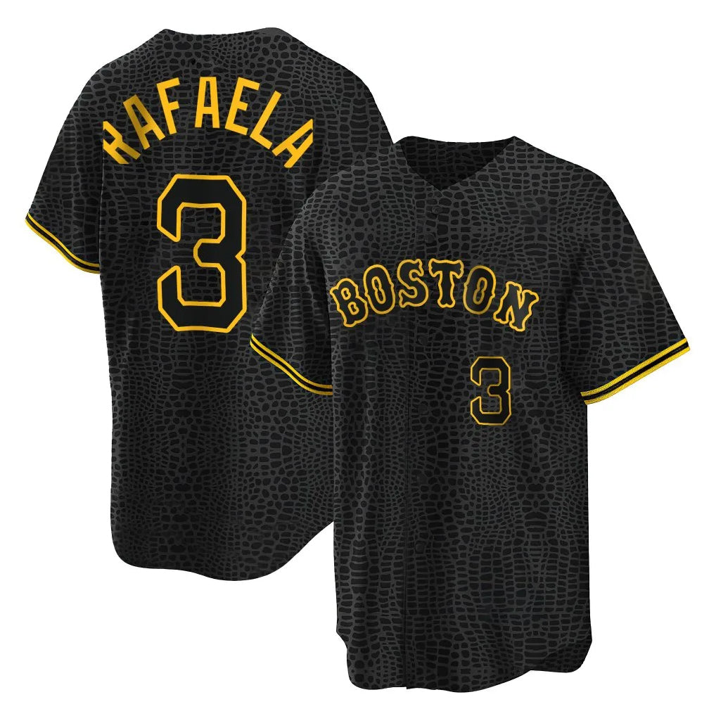 Leonaf B.Red Sox #3 Ceddanne Rafaela Player Black Snake Skin City Home Game Stitched Jerseys