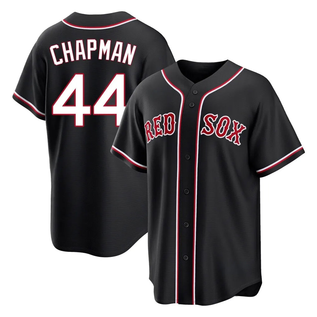 Leonaf B.Red Sox #44 Aroldis Chapman Player Black Out Home Game Stitched Jerseys