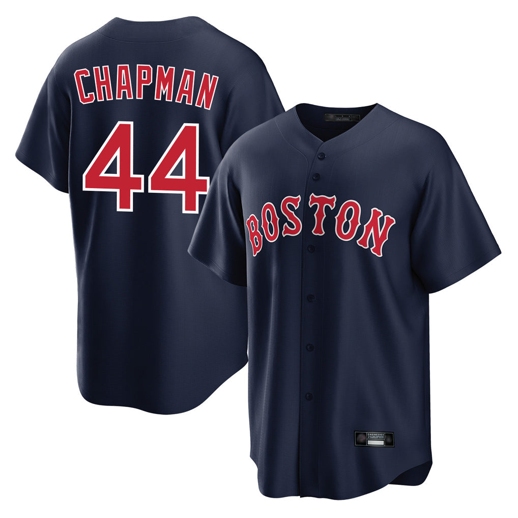 Leonaf B.Red Sox #44 Aroldis Chapman Player Navy Home Game Stitched Jerseys