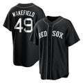 Leonaf B.Red Sox #49 Tim Wakefield Player Black Home Game Stitched Jerseys