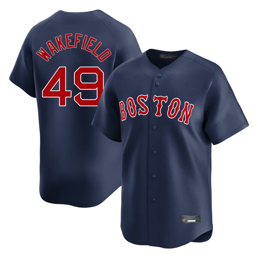Leonaf B.Red Sox #49 Tim Wakefield Player Navy Limited Home Game Stitched Jerseys