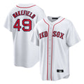 Leonaf B.Red Sox #49 Tim Wakefield Player White Home Game Stitched Jerseys