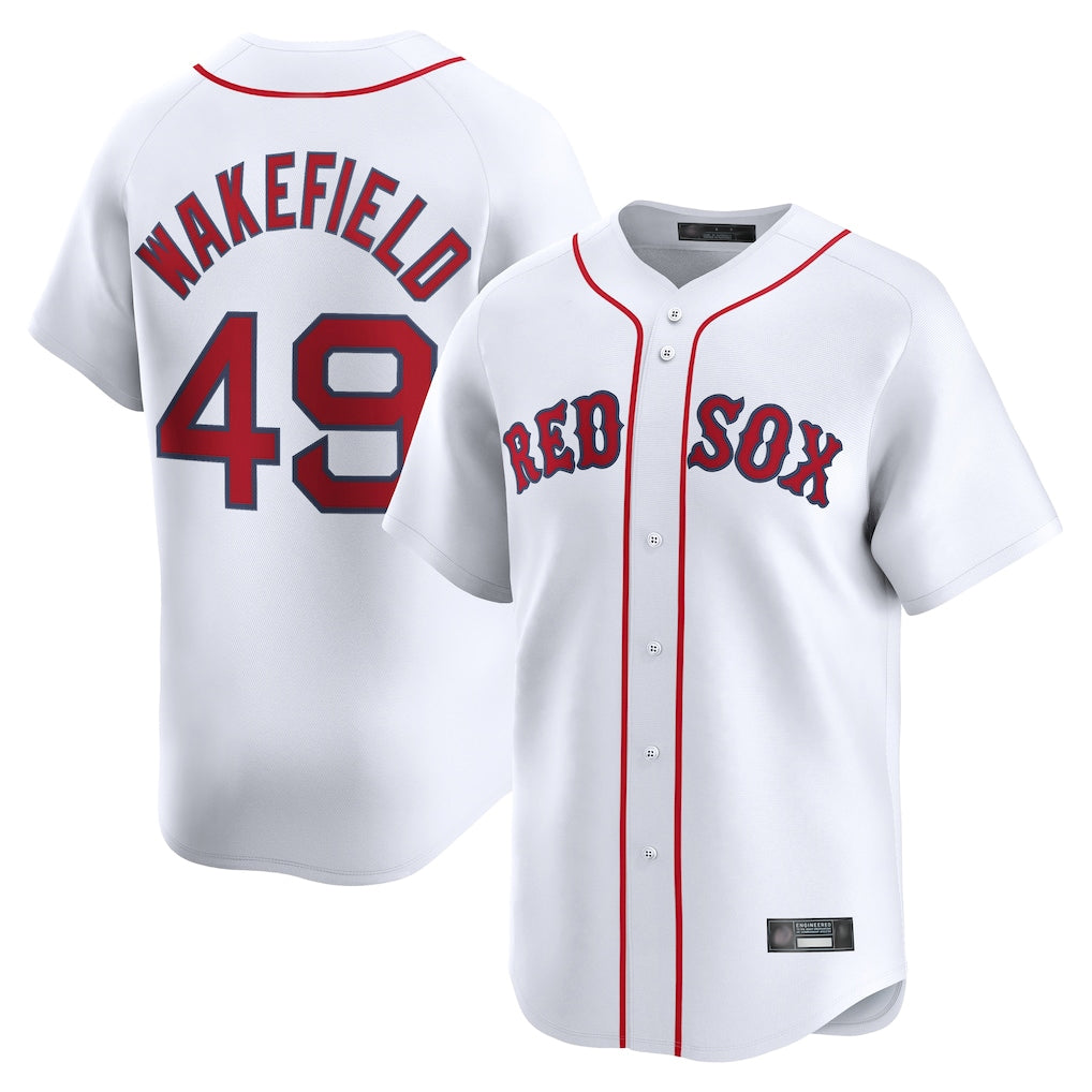 Leonaf B.Red Sox #49 Tim Wakefield Player White Limited Home Game Stitched Jerseys