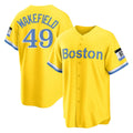 Leonaf B.Red Sox #49 Tim Wakefield Player Yellow Home Game Stitched Jerseys