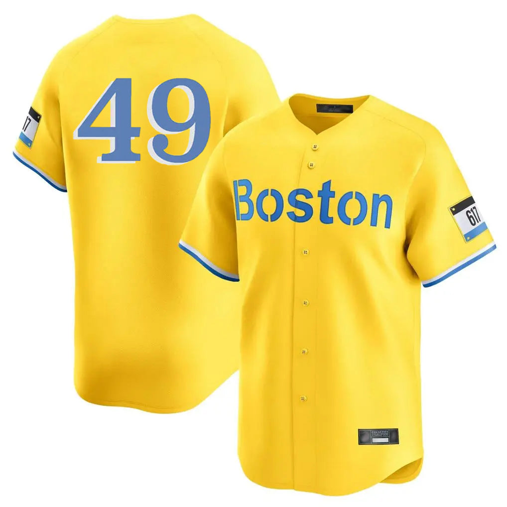 Leonaf B.Red Sox #49 Tim Wakefield Player Yellow Limited Home Game Stitched Jerseys