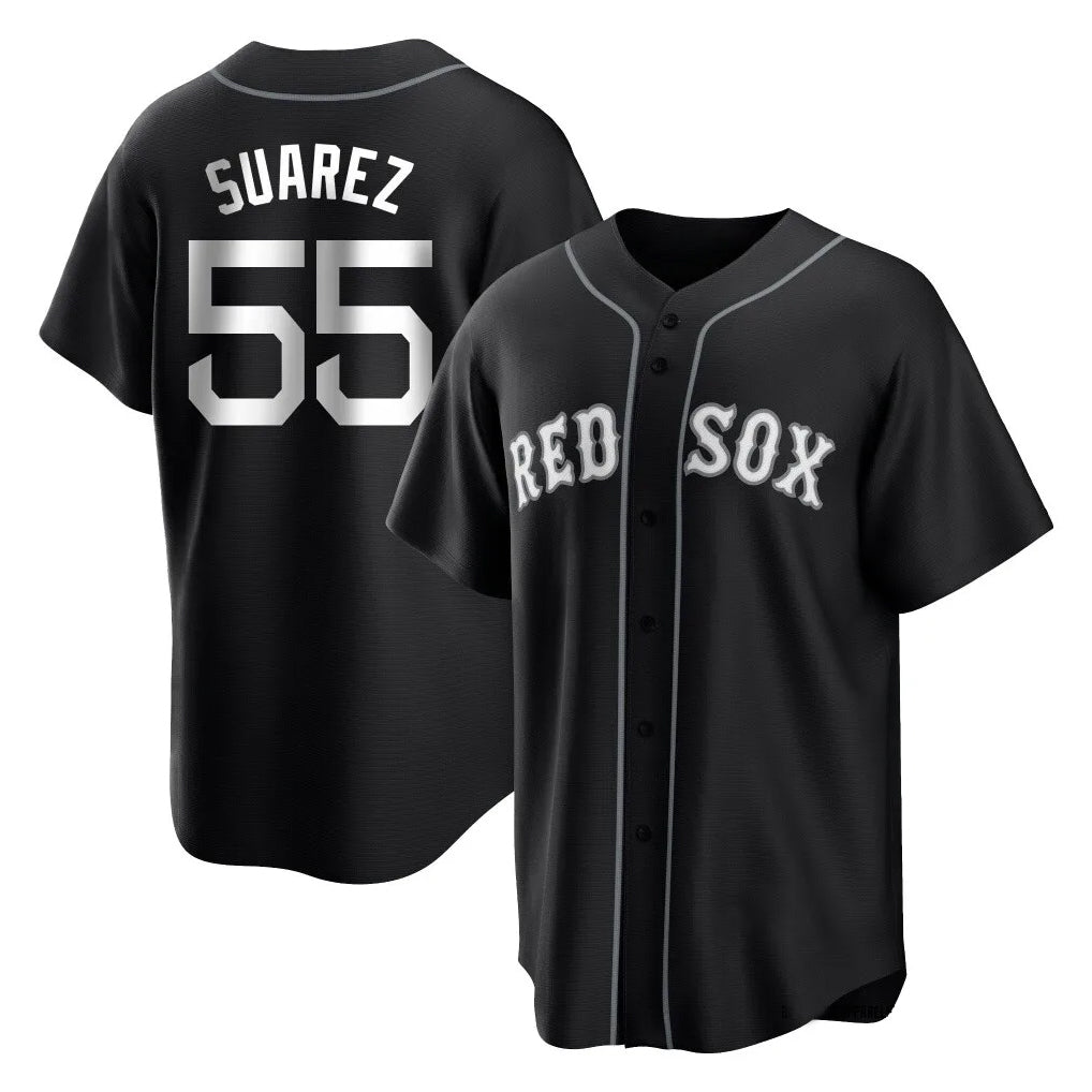 Leonaf B.Red Sox #55 Ranger Su¨¢rez Player Black Home Game Stitched Jerseys