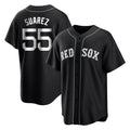 Leonaf B.Red Sox #55 Ranger Su¨¢rez Player Black Home Game Stitched Jerseys