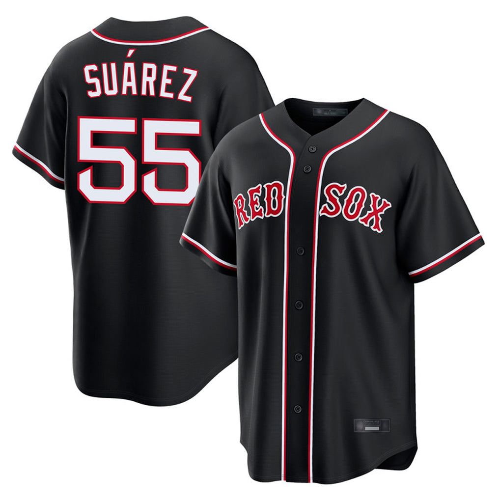 Leonaf B.Red Sox #55 Ranger Su¨¢rez Player Black Out Home Game Stitched Jerseys