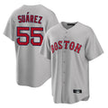 Leonaf B.Red Sox #55 Ranger Su¨¢rez Player Gray Road Home Game Stitched Jerseys