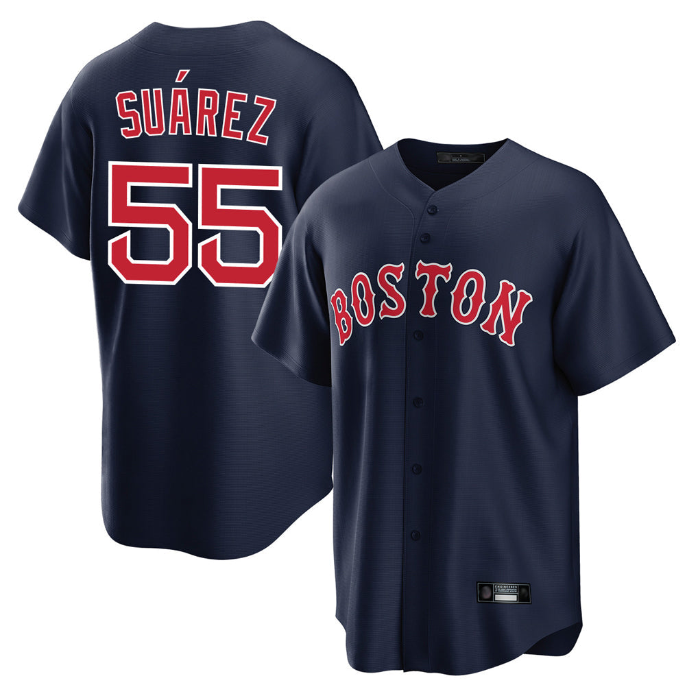 Leonaf B.Red Sox #55 Ranger Su¨¢rez Player Navy Home Game Stitched Jerseys