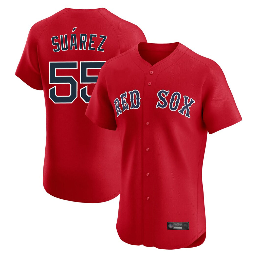 Leonaf B.Red Sox #55 Ranger Su¨¢rez Player Red Limited Elite Home Game Stitched Jerseys