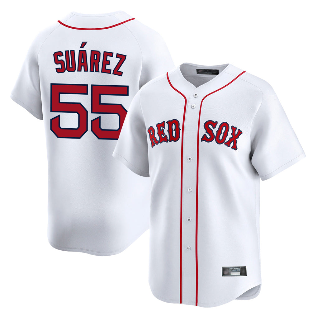Leonaf B.Red Sox #55 Ranger Su¨¢rez Player White Limited Home Game Stitched Jerseys