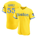Leonaf B.Red Sox #55 Ranger Su¨¢rez Player Yellow Limited Elite Home Game Stitched Jerseys