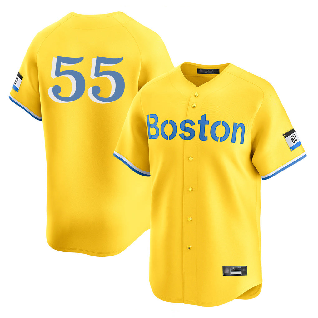 Leonaf B.Red Sox #55 Ranger Su¨¢rez Player Yellow Limited Home Game Stitched Jerseys