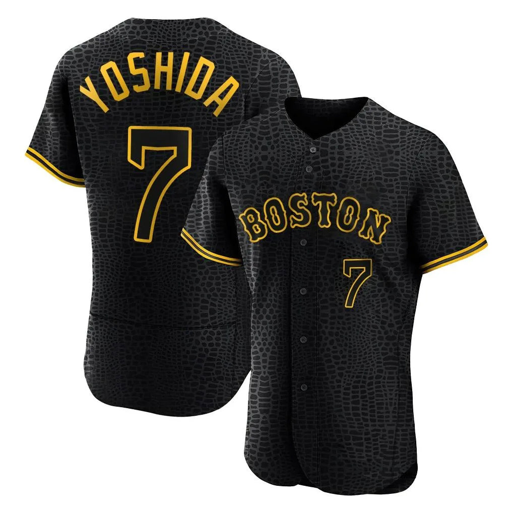 Leonaf B.Red Sox #7 Masataka Yoshida Player Black Snake Skin City Limited Elite Home Stitched Jerseys