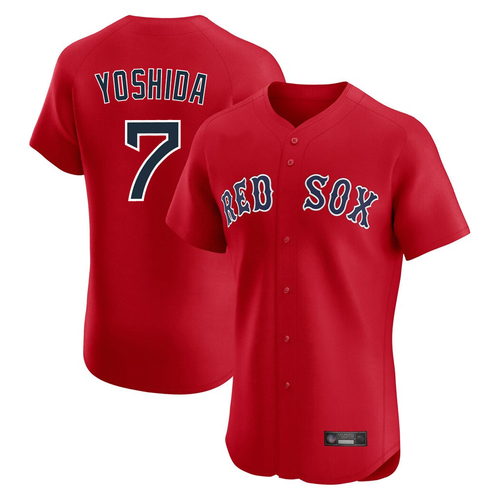 Leonaf B.Red Sox #7 Masataka Yoshida Player Red Limited Elite Home Game Stitched Jersey