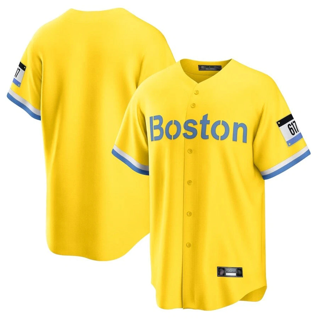 Leonaf B.Red Sox Blank Player Yellow Home Game Stitched Jerseys