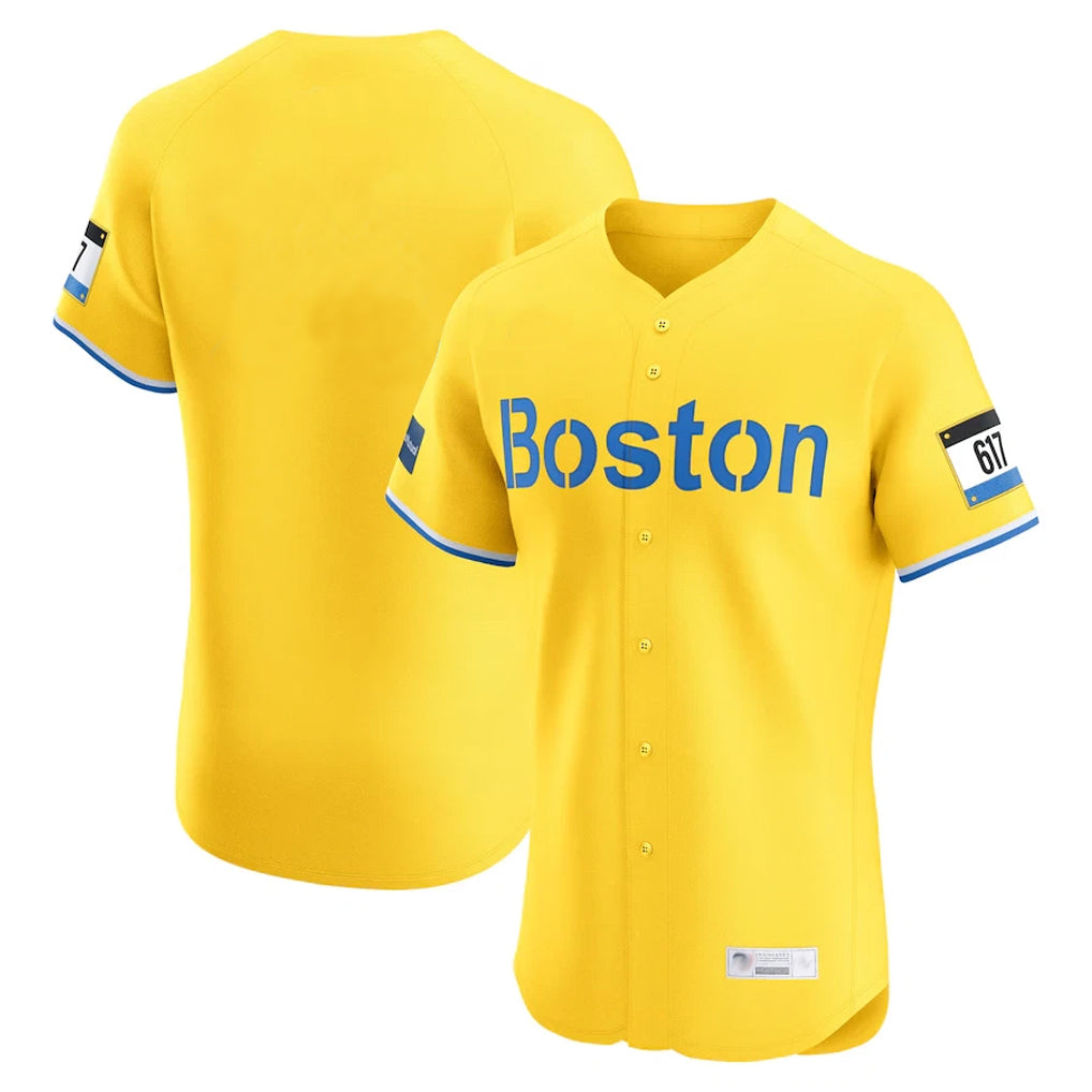 Leonaf B.Red Sox Blank Player Yellow Limited Elite Home Game Stitched Jerseys