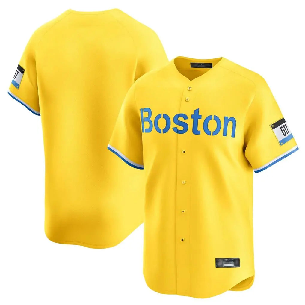 Leonaf B.Red Sox Blank Player Yellow Limited Home Game Stitched Jerseys