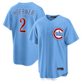 Leonaf C.Cubs #2 Nico Hoerner Player Light Blue Home Game Stitched Jerseys