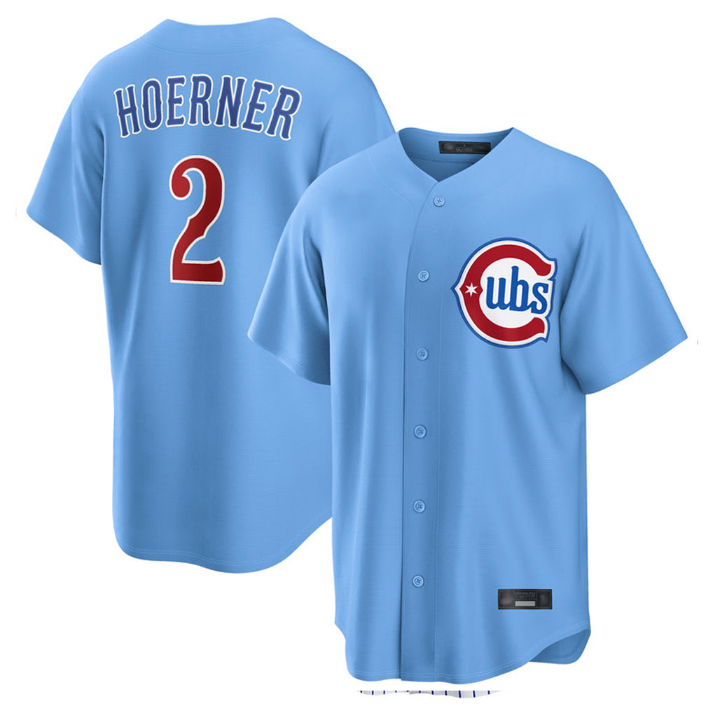 Leonaf C.Cubs #2 Nico Hoerner Player Light Blue Home Game Stitched Jerseys