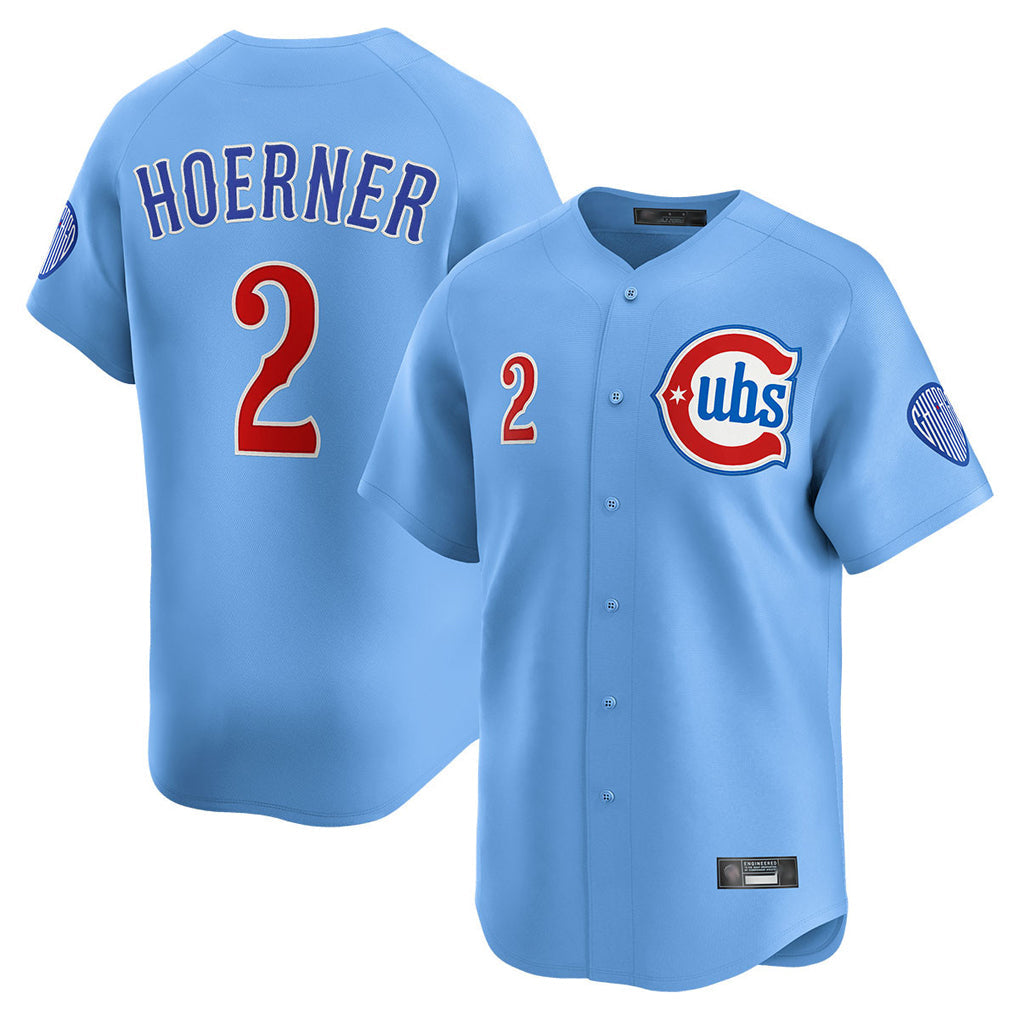 Leonaf C.Cubs #2 Nico Hoerner Player Light Blue Limited Home Stitched Jerseys