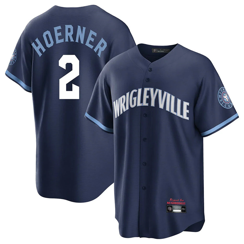 Leonaf C.Cubs #2 Nico Hoerner Player Navy City Connect Home Game Stitched Jerseys