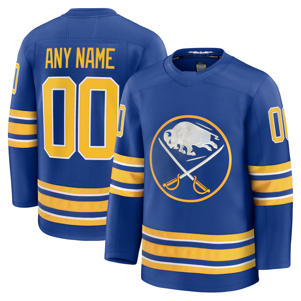 Leonaf Custom B.Sabres Royal Home Premium Stitched Jerseys