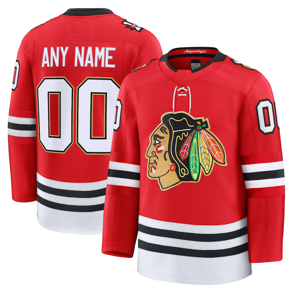 Leonaf Custom C.Blackhawks Red Centennial Premium Jerseys