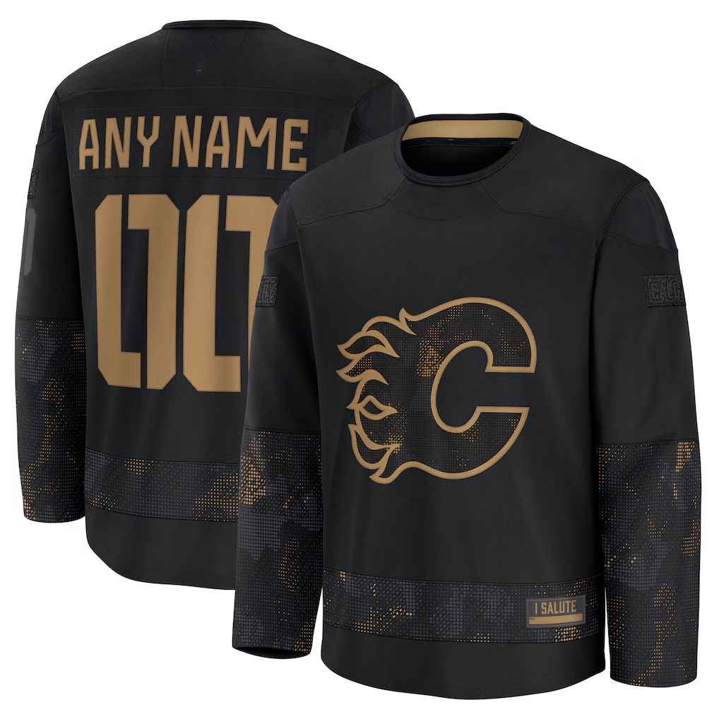 Leonaf Custom C.Flames Black 2024 Military Appreciation Practice Jerseys
