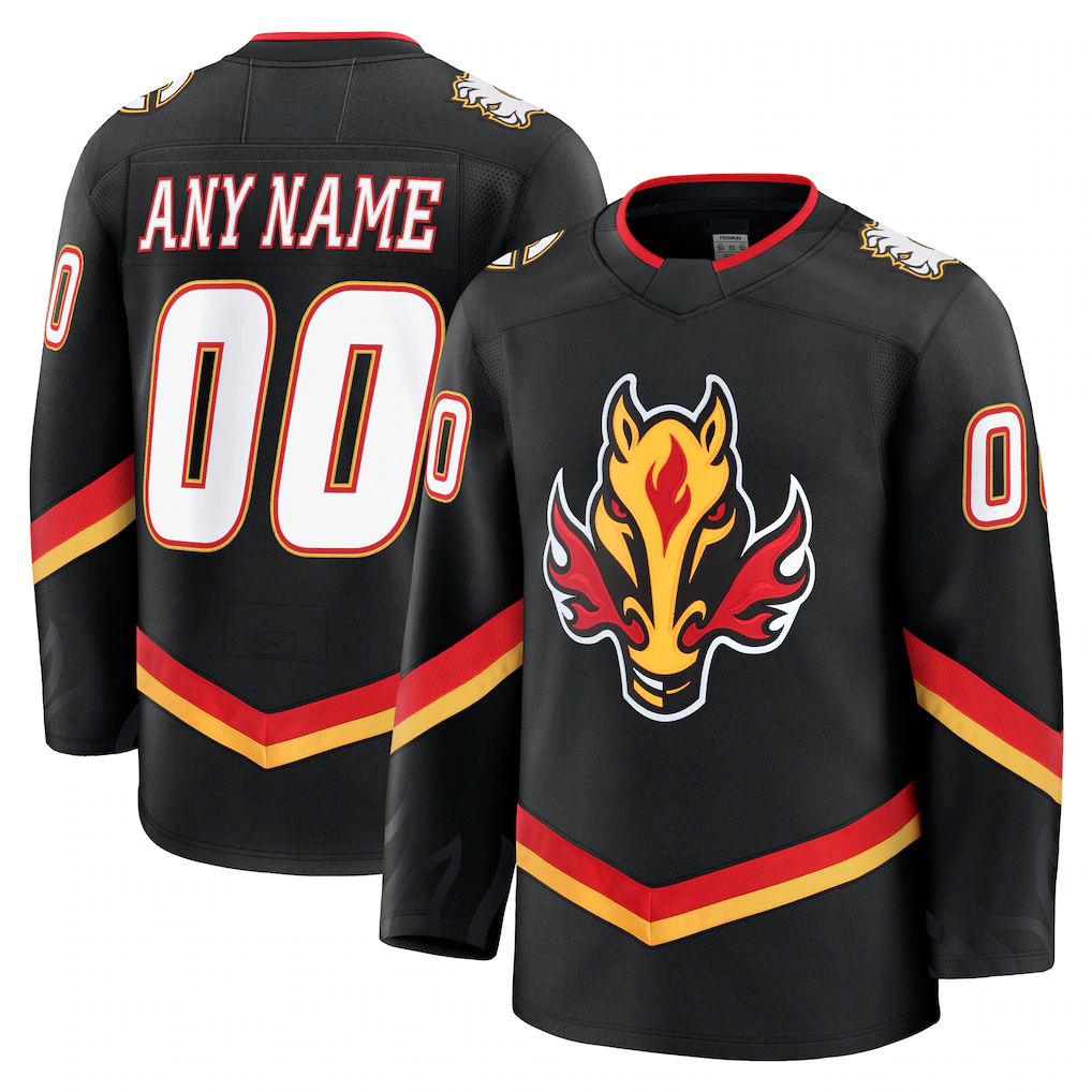 Leonaf Custom C.Flames Black Alternate Premium Jerseys