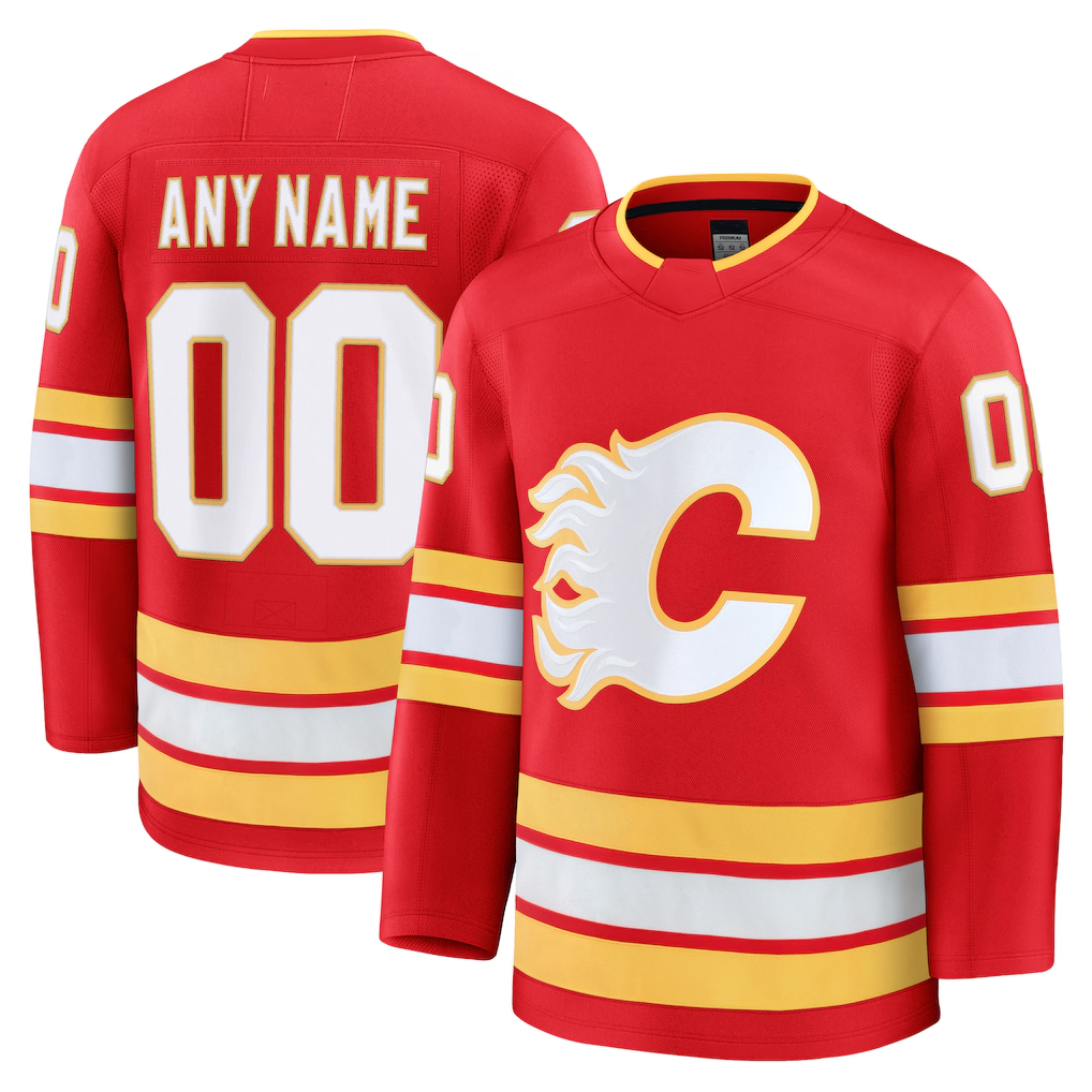 Leonaf Custom C.Flames Red Home Premium Jerseys