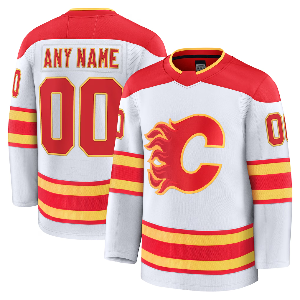Leonaf Custom C.Flames White Away Premium Jerseys