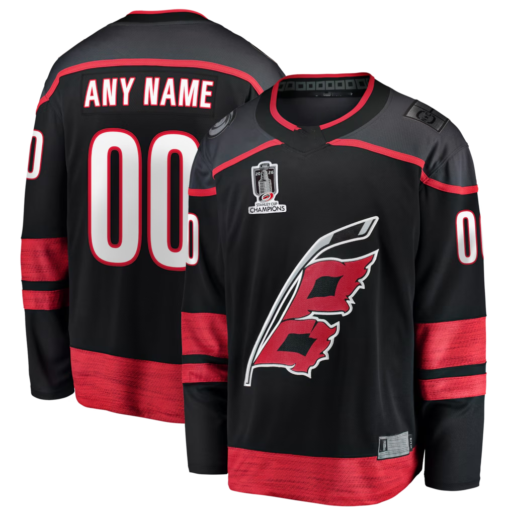 Leonaf Custom C.Hurricanes Black 2026 Stanley Cup Champions Home Breakaway Custom Stitched Jerseys